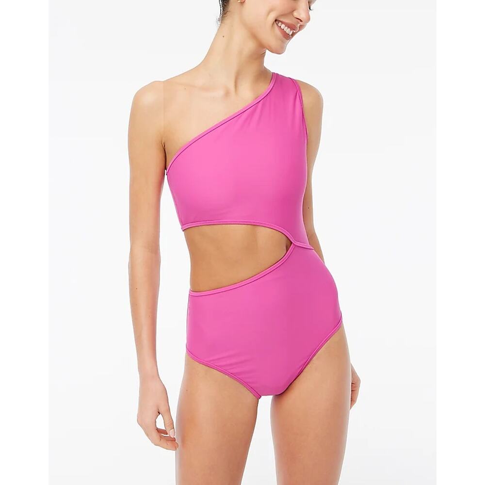 J. Crew Factory Womans Swimsuit XL Cutout One Shoulder One‎ Piece Stretch New